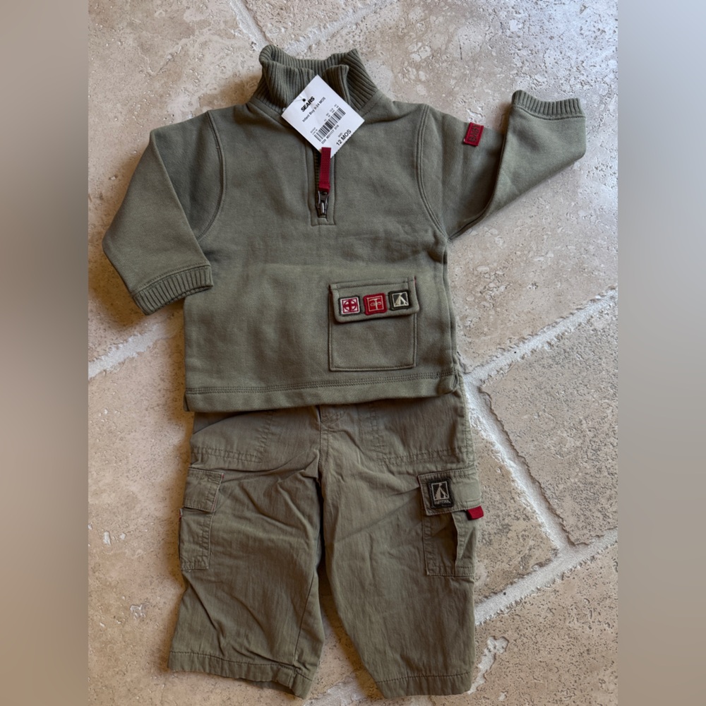 NWT 12 months Baby Cool Infant Boy Outfit in Olive